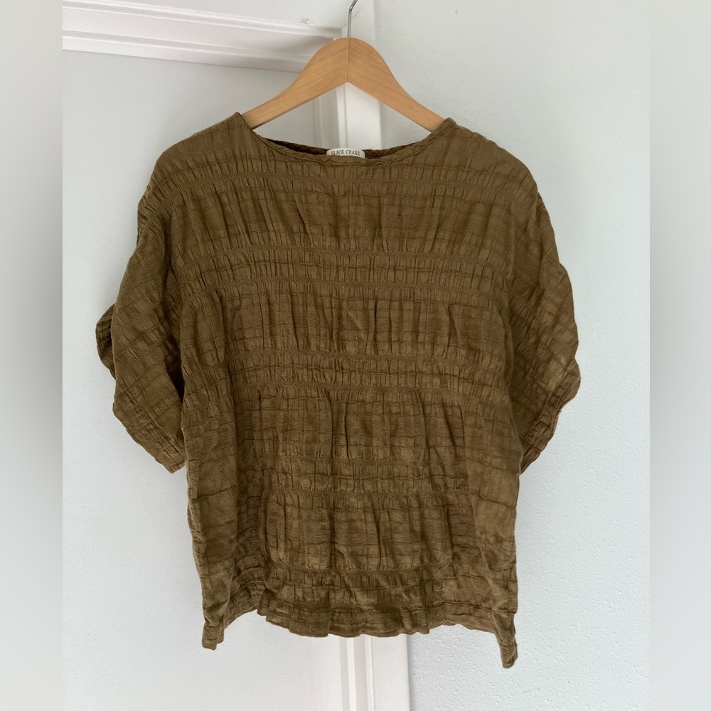 Black Crane Olive Cotton Top